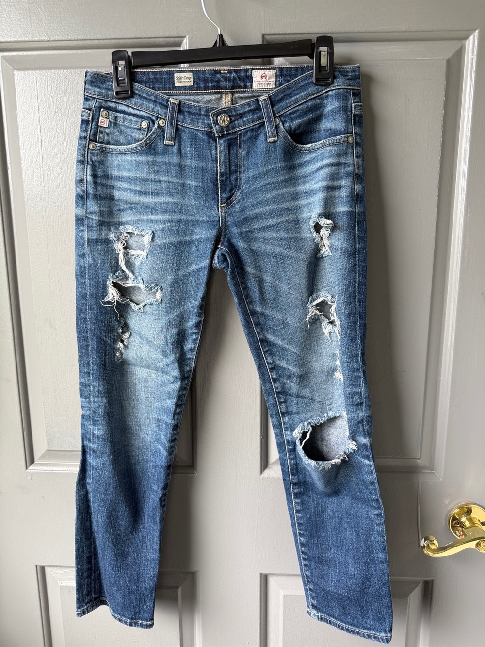 Ag Adriano Goldschmied Women's Distressed Blue Skinny Jeans